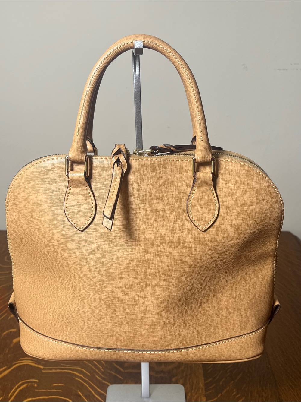 Dooney & Bourke Sorrento Zip Zip Camel Dome Satchel with Gold Hardware Purse. - Picture 2 of 7